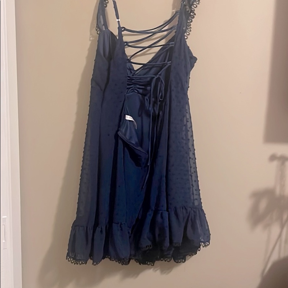 NAVY BLUE POLKA DOT DRESS - Picture 2 of 2